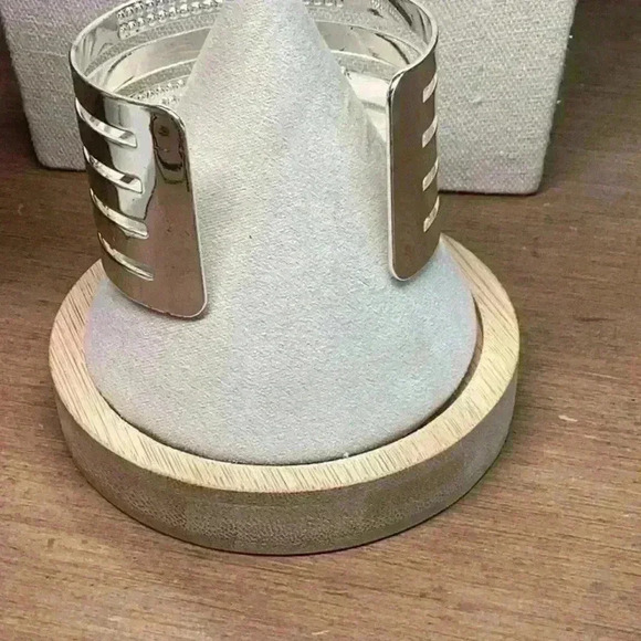 Silver and Rhinestone Cuff Bracelet with Rhinestones - Picture 2 of 4